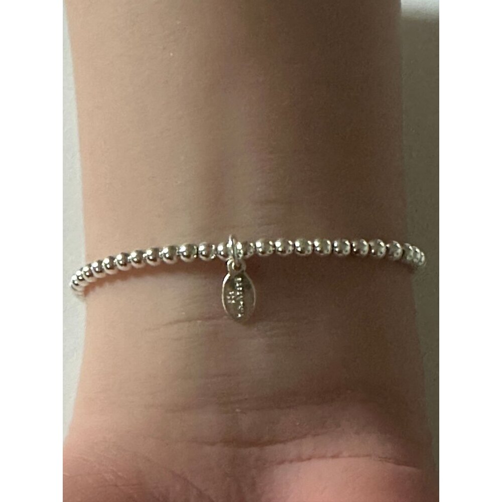 925 Sterling Silver Beaded Stretch Stacking Bracelet Hamsa Charm Minimalist S7" - Picture 5 of 5
